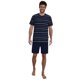 thumbnail image 2 of GÖTZBURG Pijama corto para hombre, cuello redondo, rayas, algodón, pijama Azul L (Large), 2 of 3