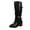 Black, variant on Black Knight Boots For Ladies Winter Solid Color Retro Buckle Decor Below Knee British Biker Style Casual Comfortable Non-Slip Daily Ankle Boots Size 36
