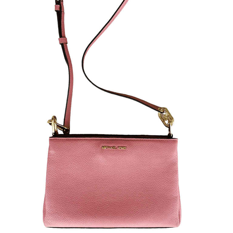 Michael Kors Trisha Medium Triple Compartment Crossbody Bag Rose Pink  Leather