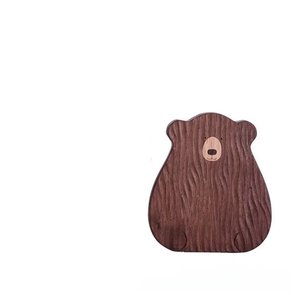 Walnut Wood Cutting Board Double Sided Small Bear Design Modern Minimalist