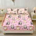 thumbnail image 2 of COEQINE Twin Size Sheet Set Soft Wrinkle Free 3 Pieces Bed Sheets Set with Deep Pocket Bedsheet & Pillowcases Home Decor for Twin Size Bed, Cute Cat Paw Heart Pink, 2 of 5