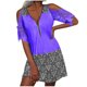 thumbnail image 2 of Puntoco Vestido De Manga Corta Con Cuello En V, Nuevo Vestido De Verano Con Cuello En V Para Mujer, Estampado En Contraste, Manga Corta, Encaje, Hombros Descubiertos, Vestido Con Cremallera, Morado M, 2 of 5