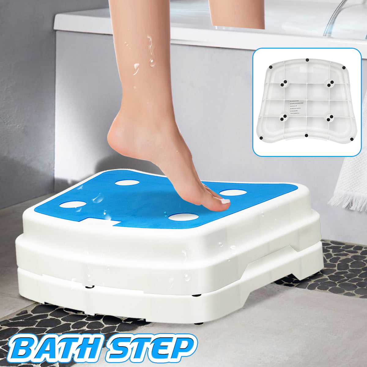 NEW SLIP RESISTANT STACK-ABLE SAFETY BATH STEP STOOL DISABILITY AID SHOWER STEP 