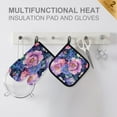 thumbnail image 4 of Yayeee Oven Mitts and Pot Holder Set of 4 Heat Resistant Kitchen Gloves Baking Hot Pad, Colorful Art Flowers, 4 of 5