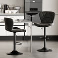 thumbnail image 4 of CQSXDA Adjustable Height Faux Leather Bar Stools Set of 2 Swivel Chairs with Back Design for Kitchen Island Use, Black, 4 of 14