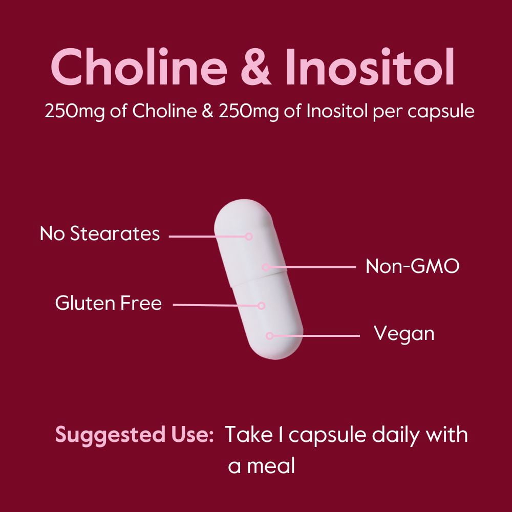 Choline Inositol 500mg (240 Vegetarian Capsules) (120 x 2) - No Stearates - No Gelatin - No Fillers - Vegan - Non GMO - Gluten Free