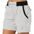 thumbnail image 4 of Simua Women's Summer Cargo Shorts Color Blcok Multi Pocket Drawstring Elastic Waist Shorts, 4 of 8