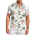 thumbnail image 2 of QHRMKOG Mens Hawaiian Shirts Short Sleeve Relaxed Fit Print Beach Shirts Light Tropical Holiday Button Down Hawaiian Shirt Summer Trendy Top White M, 2 of 6