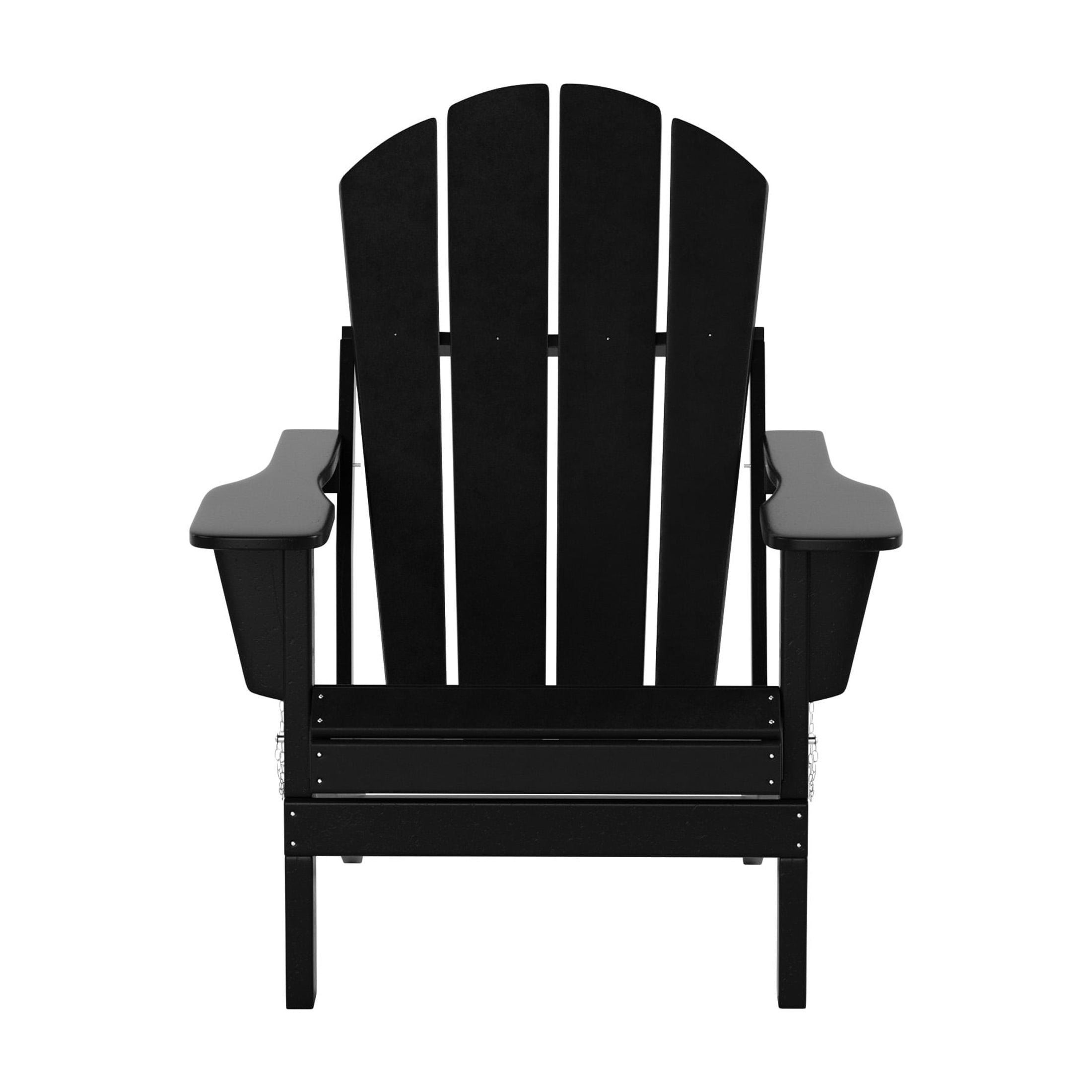 WestinTrends Malibu 4-Pieces Outdoor Patio Furniture Set, All Weather Outdoor Seating Plastic Adirondack Chair Set of 2 with Coffee Table and Side Table, Black