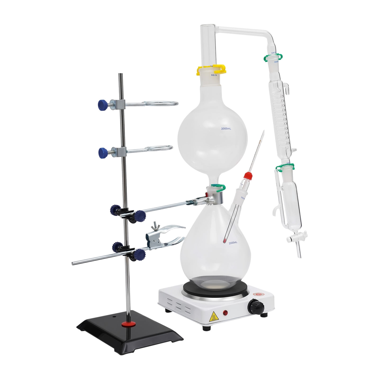 Essential Oil Distillation Equipment, Distillation Apparatus, Lab Distillation Kit with 1000W Heating Plate