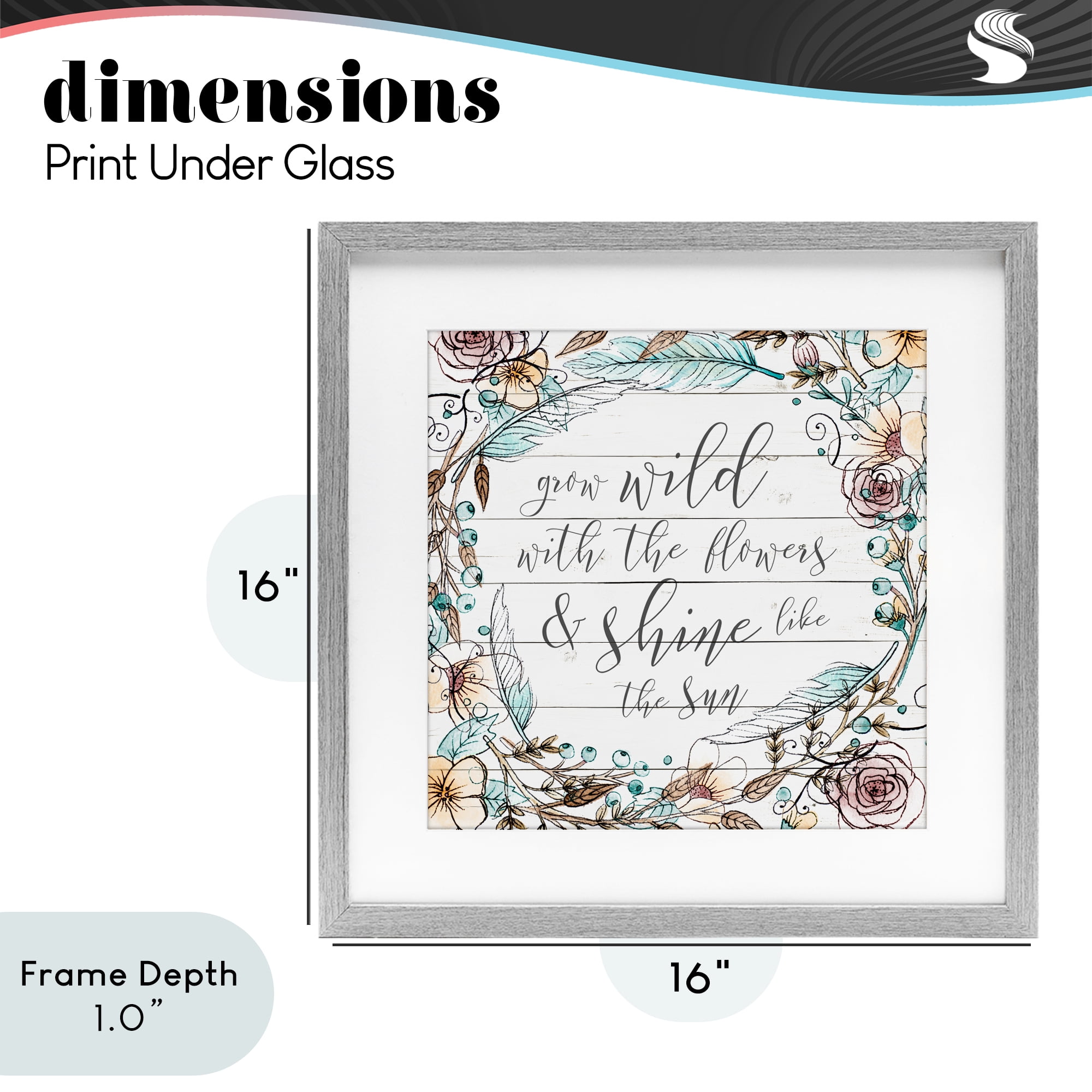 Stupell Industries Grow Wild With Flowers Gray Framed Print Under Glass, design by SD Graphics Studio