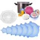 thumbnail image 2 of FZFLZDH - 6 fundas elásticas de silicona para alimentos, de grado alimenticio platino, sin BPA, flexibles, reutilizables, duraderas y expandibles, ecológicas, color blanco, 2 of 8
