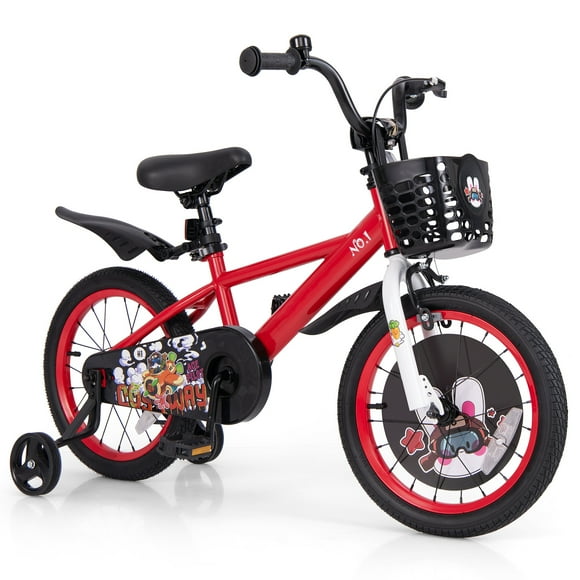 Gymax 16'' Kid's Bike for 4-7 w/ Height-Adjustable Handlebar & Saddle Handbrake Red