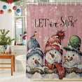 thumbnail image 6 of Christmas Cute Shower Curtains for Bathroom, Snowman Pink Texture Waterproof Fabric Shower Curtain for Bathroom Bathtub Decoration, Machine Washable, 72"x84", 6 of 9