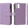thumbnail image 4 of Wallet Case Compatible with iPhone 11 Detachable 2 in 1 Magnetic Zipper Case,[6 Card Slots] [Wrist Strap] [Stand Feature] Luxury Leather Slim Cover Case for iPhone 11,6.1 inch Purple, 4 of 16