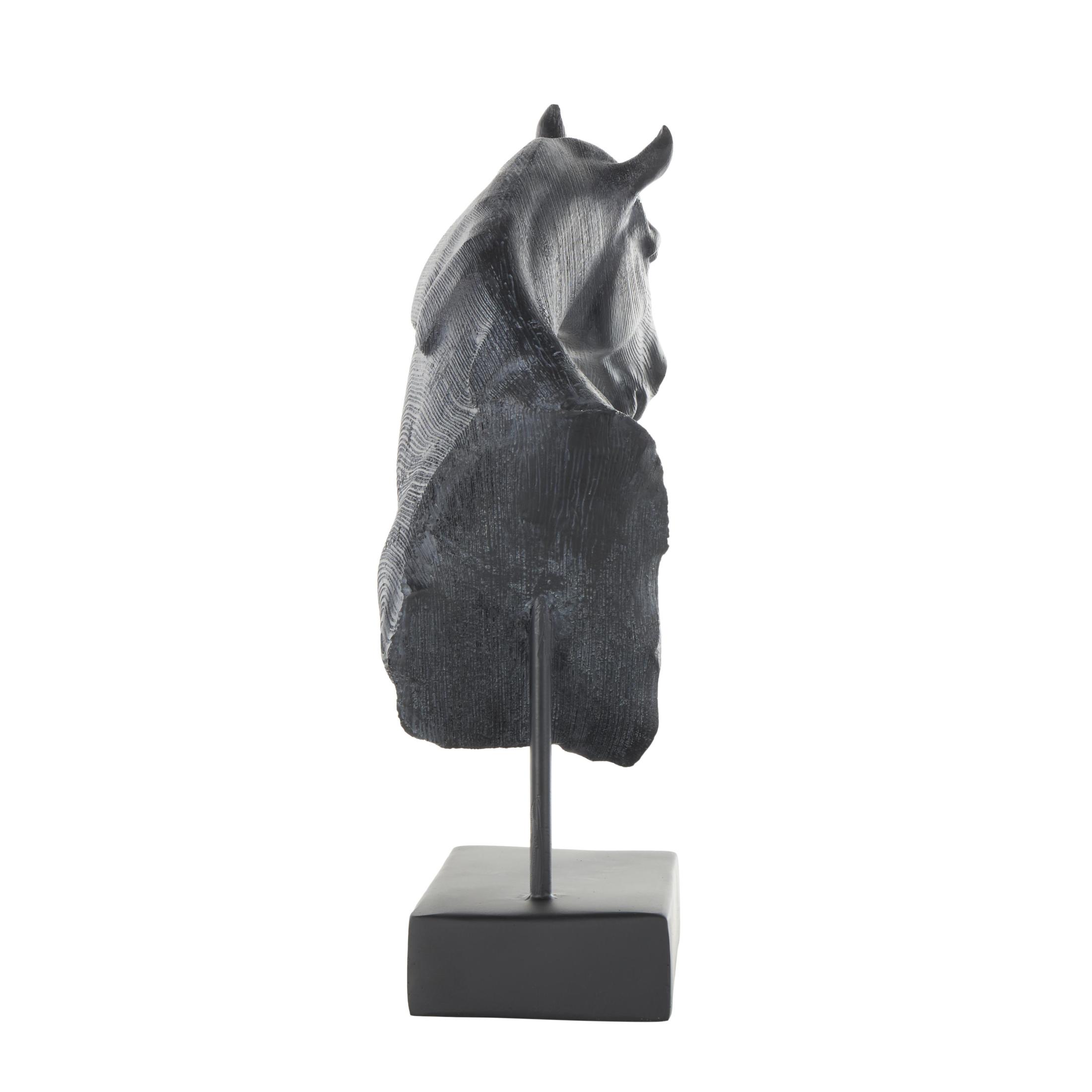 9" x 14" Black Resin Horse Sculpture with Black Rectangular Base, by DecMode