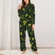 thumbnail image 2 of Balery Green Branch Olive Conjunto de Pijama con Estampado para Mujer, Conjunto de Dos Piezas con Manga Larga, Ropa de Dormir Suave con Bolsillos, Pijamas Cómodos-XX-Large, 2 of 7