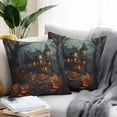 thumbnail image 2 of Outdoor Waterproof Pillow Covers Halloween Scary Haunted Castle Horror Pumpkin Decorative Throw Pillow Protectors,Spooky Night Forest Pillowcase Cushion Cases for Patio Sofa Garden,24x24in,2 Pack, 2 of 9