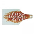 thumbnail image 1 of Live Laugh Love Cutting Board, Hand Drawn Style Cheerful Brushstroke Background Motivation Phrase Print, Tempered Glass Cutting and Serving Board, Wine Bottle Shape, Orange White, by Ambesonne, 1 of 1
