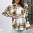 thumbnail image 2 of Black and Friday Clothing Sales Idoravan Plaid Shirts for Women Winter Jacket Clearance Women Fashion Lattice Lapel Button Casual Long Sleeve Loose Overcoat Coat Orange XXXL, 2 of 8