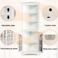 thumbnail image 5 of PORKISS White Corner Bookshelf, Wooden Tall Bookshelf with Metal Handle, Modern 5 Tier Corner Bookcase with Doors and Shelves, Freestanding Storage Cabinet for Living Room, Office, Dining Room, 5 of 7