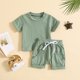 thumbnail image 2 of Odeerbi 3M-3Y Niños Niñas Trajes de Verano Camiseta Manga Corta de Algodón Pantalones Cortos de Dos Piezas, 2 of 9