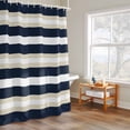 thumbnail image 6 of Khaki Navy Blue Stripe Shower Curtains for Bathroom, Modern Abstract Washable Fabric Shower Curtain with Hooks Waterproof Bathroom Decor Sets, 66 x 72 Inches, 6 of 9