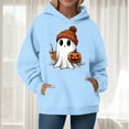 thumbnail image 2 of CAUYDY Cute Ghost Graphic Hoodies for Women Halloween Funny Spooky Hooded Sweatshirt Vintage Pullover Casual Tops(Sky Blue,XXL), 2 of 6