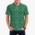 thumbnail image 2 of Balery Monstera Leaves Printed Men’s Short Sleeve Polo Shirt, Midweight Men's Shirt,Golf Polo shirts -Small, 2 of 8