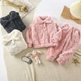 thumbnail image 5 of Ruyang Kids Boys Girls Winter Warm Clothing Sets Long Sleeve Lapel Soft Pullover Tops Pants Sets Plain 2 Piece Outfits, 5 of 9