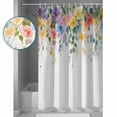 thumbnail image 2 of Shower Curtain, Country Colorful Flower Leaves Waterproof Shower Curtain Set with Hooks for Bathroom Showers,Stalls and Bathtubs,72x72In Gradient Oil Painting Style, 2 of 9