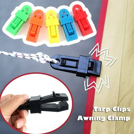 Heavy Duty Locking Tarp Clips with Windproof Grip for Secure Awning & Tent Attachment - Reusable Survival Gear for Camping Sailing & Outdoor Emergency Shelter(Black) Ccwuwei