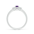 thumbnail image 2 of ANGARA Natural Solitaire Oval Amethyst Ring with Trio Diamond Accents in 14K White Gold for Women (Size-6x4mm) | February Birthstone, Anniversary, Jewelry Gift for Women | Natural Amethyst Ring, 2 of 8