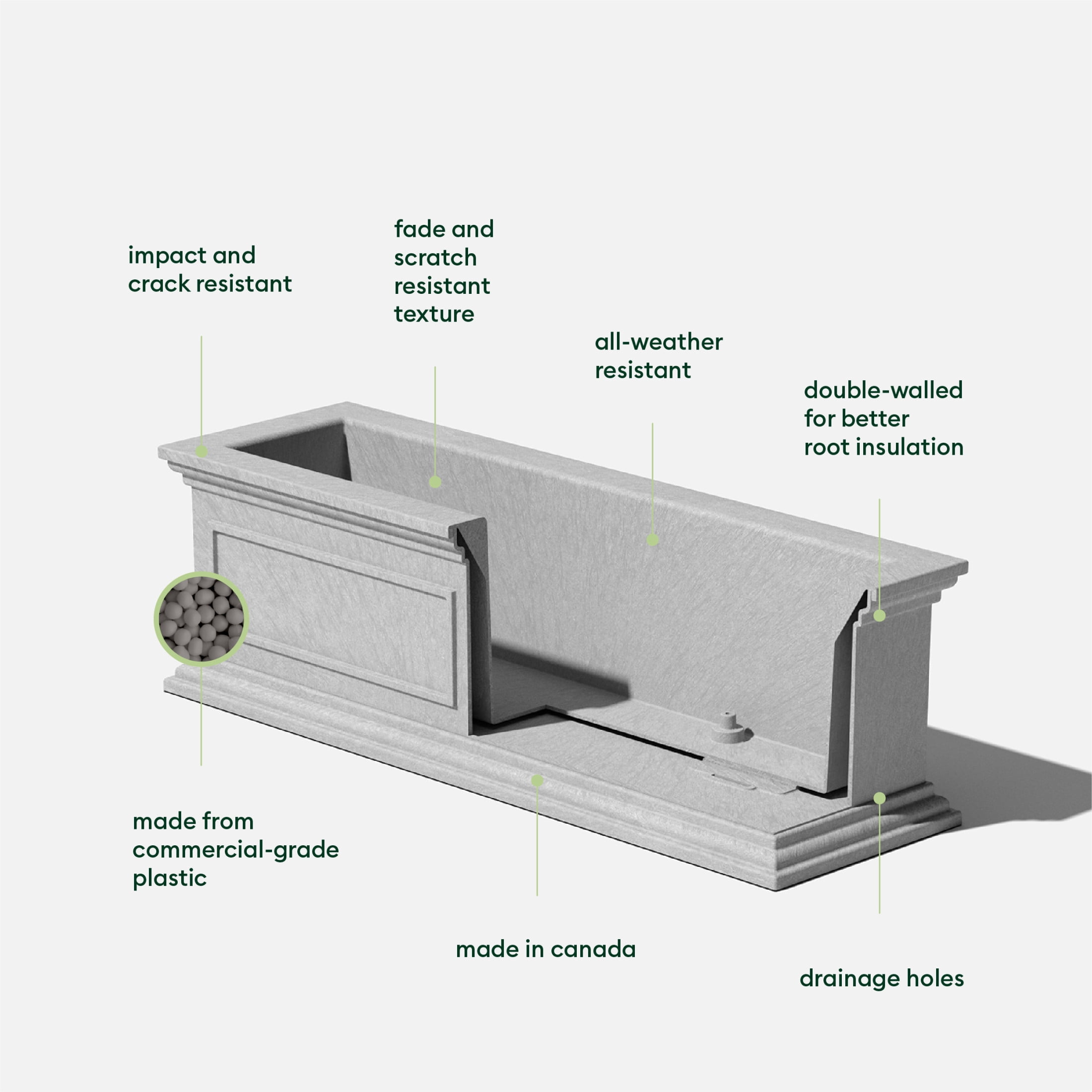 Veradek Brixton Window Box 36" Plastic Planter - Gray