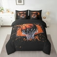 thumbnail image 3 of Feelyou Boys Cartoon Basketball Twin Bedding Sets 7-Piece, Black Orange Splatter Bedding Comforter Set, Eat Sleep Sports Reversible Sheet Sets, Breathable Home Decor, 3 of 8