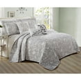 thumbnail image 2 of Bilot Birdsong Bedspread Set, Soft Lightweight Reversible Quilt Coverlet Bedspread Bedding Set Cover for All Season, King 102" x 90", Grey, 2 of 8