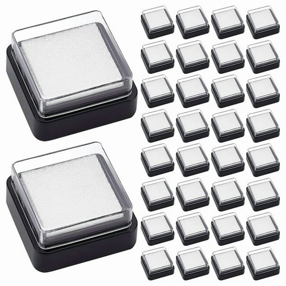 60PCS Empty Blank Ink Pad No Ink Mini Thumbprint Sponge Ink Stamp Pad Black Quick Drying Foam Uninked Pads