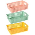 thumbnail image 3 of Here's a polished and engaging product description based on your input:\n\n \n\n**3 Pack Plastic Storage Baskets with Handles – Hollow Out Design for, 3 of 5