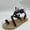 Black, variant on Falimottype Women Flat Lace Sandals Pearl Wedding Leather Comfortable Summer Shoes