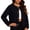 Black, variant on Gold Button Wool Blend Jacket for Women Round Neck Short Patch Pockets Casual Cropped Outerwear CoatRed3XL