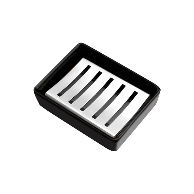 Jabonera de cerámica de acero inoxidable, caja de jabón con drenaje de doble capa