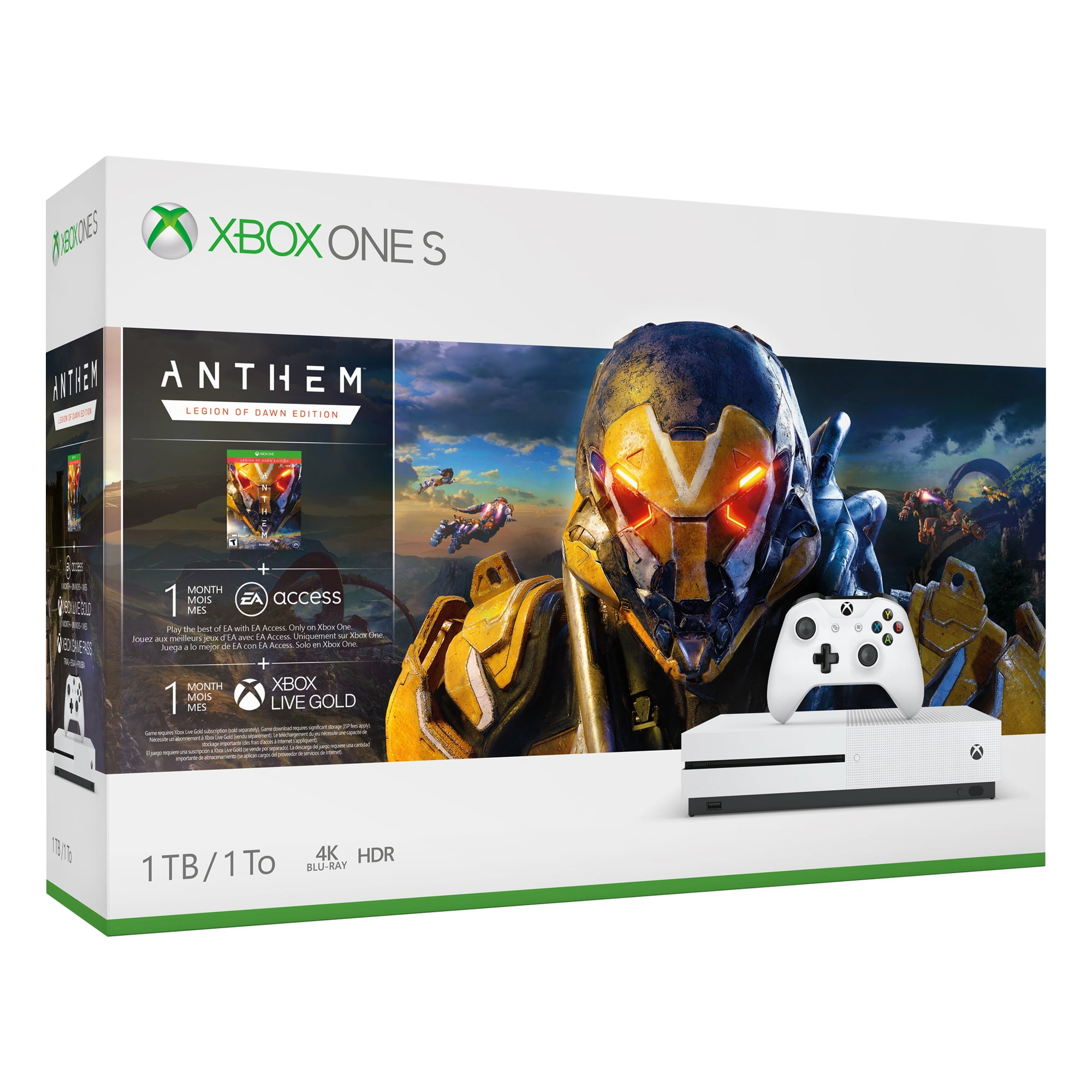 bang Achterhouden Tussen Microsoft Xbox One S 1TB Anthem Bundle, White, 234-00938 - Walmart.com