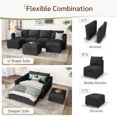 thumbnail image 3 of Marrber Convertible Modular Sectional Couches with Reversible Storage Seat and Ottoman, 7-Seater Sleeper Sofa for Living Room, Apartment, Linen Grey, 3 of 8