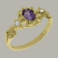 thumbnail image 2 of LBG British Made 14k Yellow Gold Natural Amethyst & Cubic Zirconia Womens Trilogy Ring - 33 size options - Size 11.25, 2 of 8