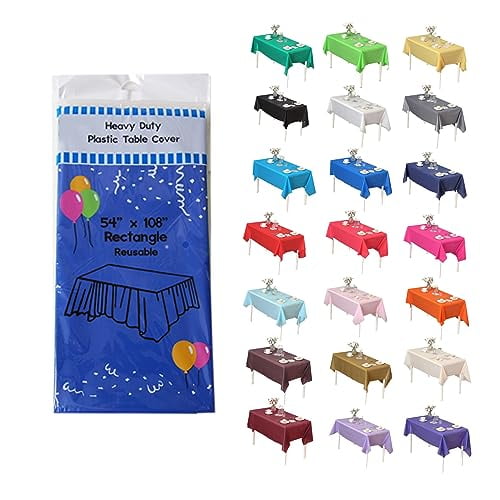 Evershine 6 Pack Rectangle 54" X 108" Royal Blue Heavy Duty Plastic Table Covers Tablecloth (Reusable) (Rectangle 54" x 108", Royal Blue)