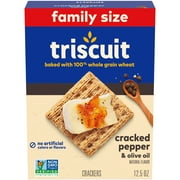 Triscuit Cracked Pepper & Olive Oil Whole Grain Wheat Crackers, Family Size, 12.5 oz