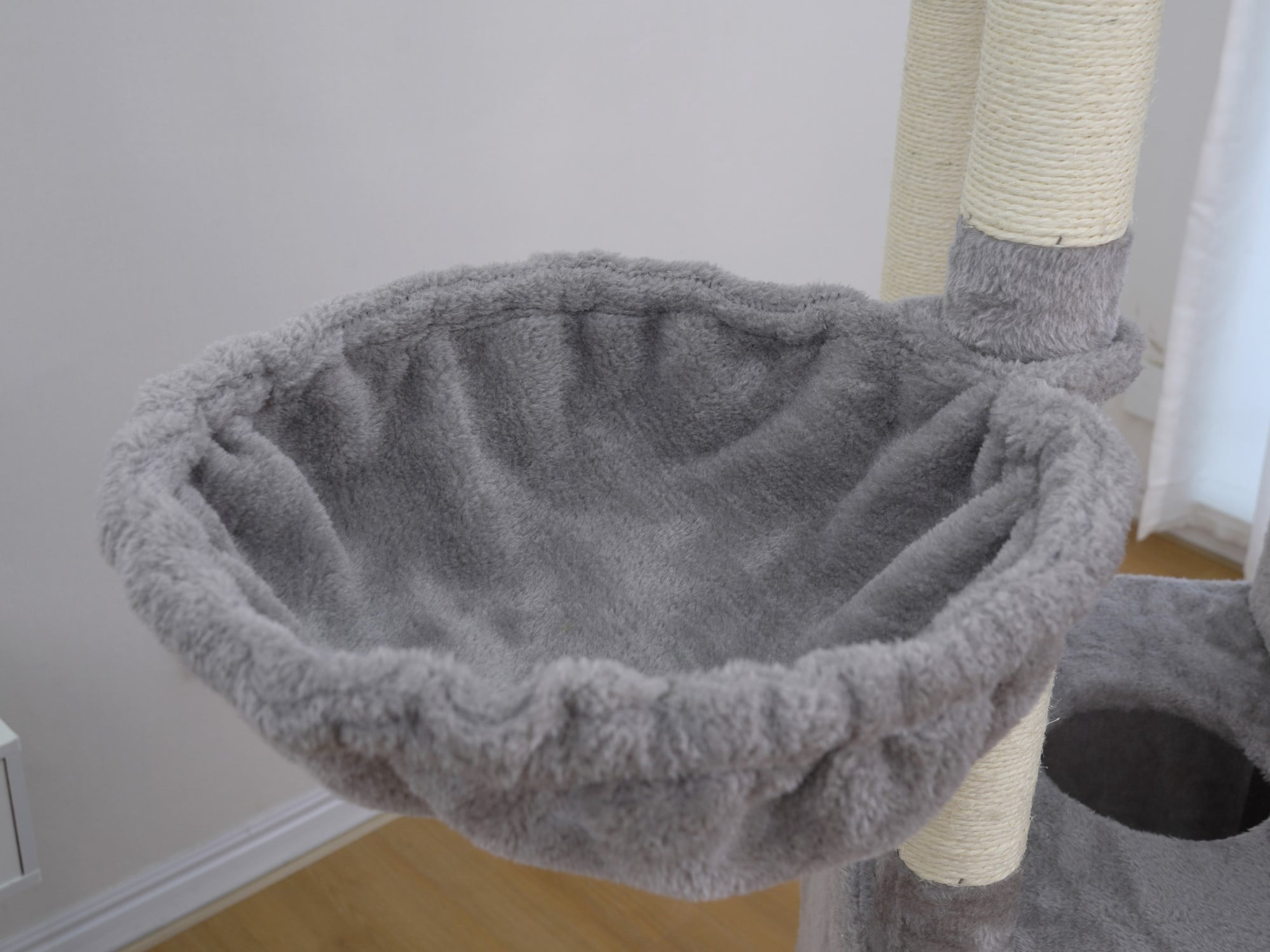 Vibrant Life Heavy Duty 7-Level 70" Cat Tree with Three Condos and Hammock, Light Gray