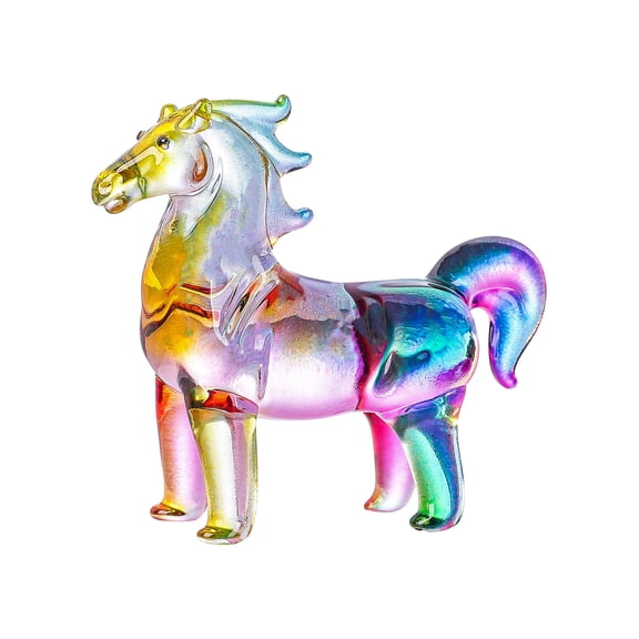 1pcs 2.87in Crystal Horse of Glass Figurines Collectible，Cute Glass Animals Ornament Horse Decor Statue，Home Decor Ornaments,Style 3 Multicolor