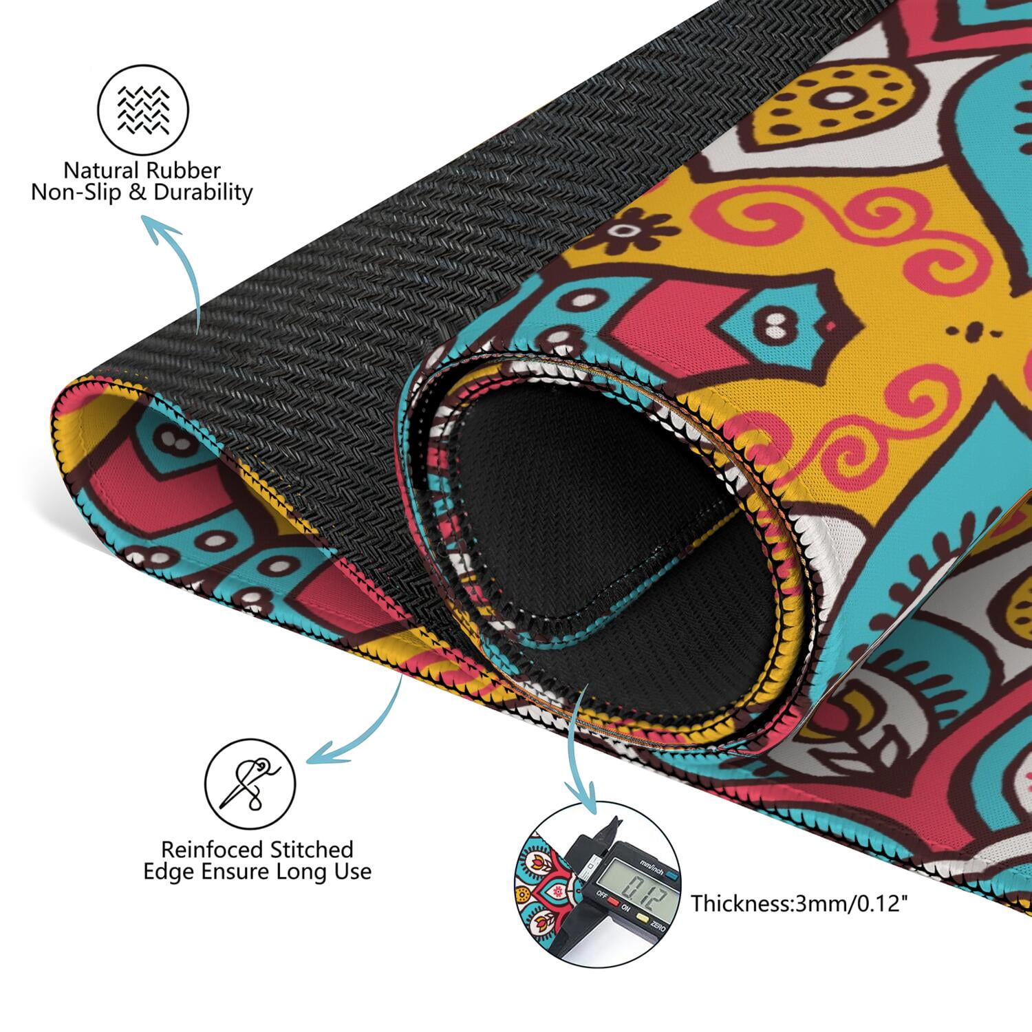 Mandala Mahjong Mat for Table, 31.5*31.5in Anti Slip American Mahjong Table Cloth, Noise Reduction, Neoprene Mah jongg Mat with Carrying Bag & 3 Dices, Mahjong Accessories Gift, Board Tile Games Mats