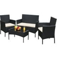 thumbnail image 5 of Devoko 4 Pieces Outdoor Patio Conversation Set PE Rattan Wicker Furniture Set, Black/Beige, 5 of 7